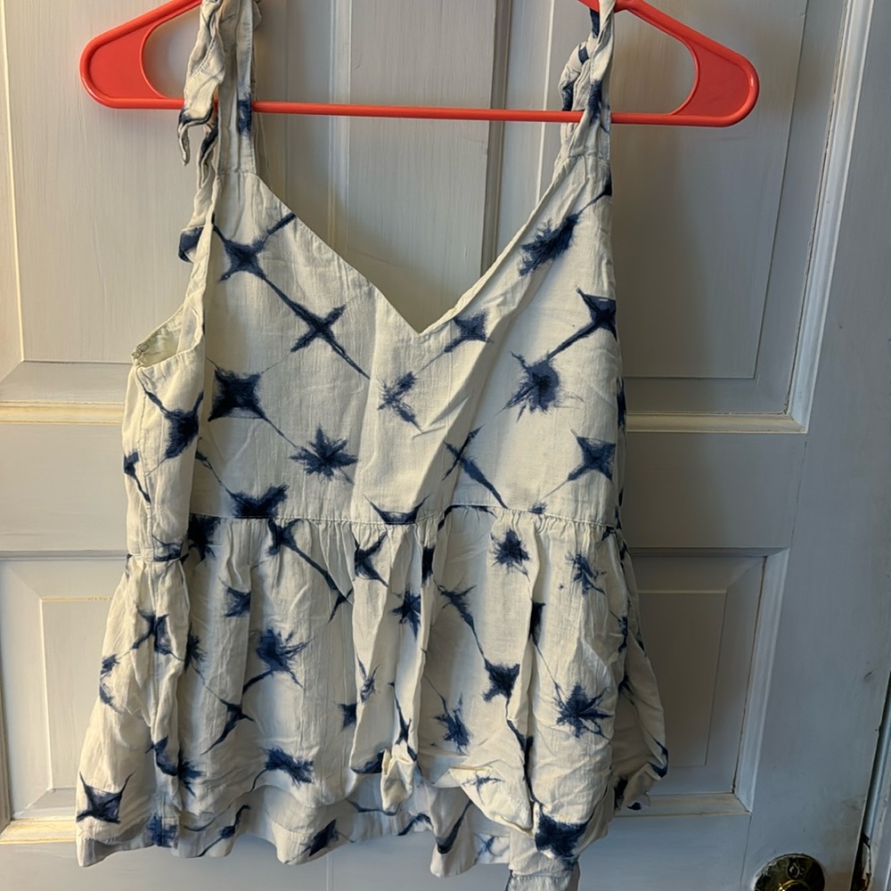 Gap blue and white tie sleeve Tank